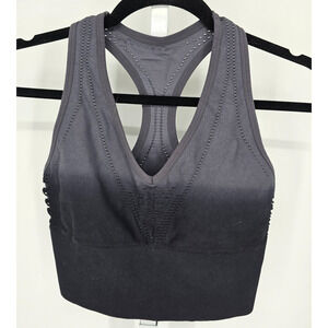 Pink by Victorias Secret Womens Sz L Racerback Sports Bra Ombre Gray Longline